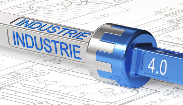 Kupplung mit Plänen im Hintergrund und Schriftzug Industrie 4.0 © bht2000, stock.adobe.com Kupplung mit Schriftzug Industrie 4.0 © bht2000, stock.adobe.com
