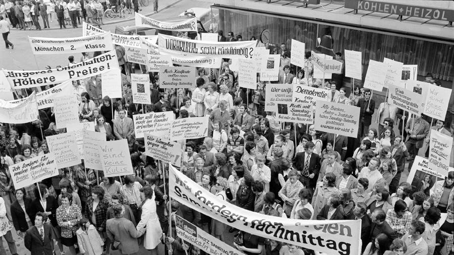 Ladenschlussdemo in Bregenz, 3. Mai 1973