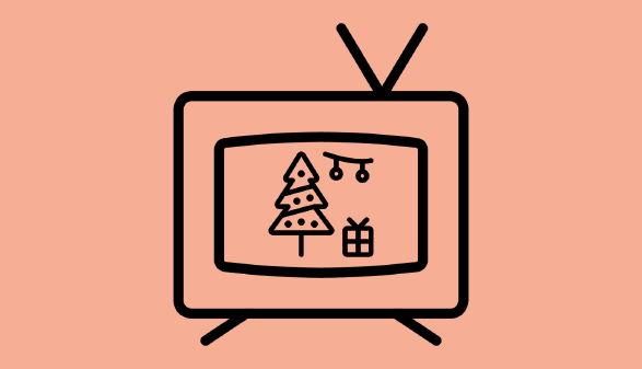 TV mit Weihnachtsmotiv
