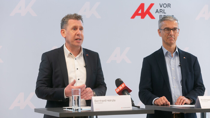 AK Präsident Bernhard Heinzle und AK Direktor Andreas Lampert