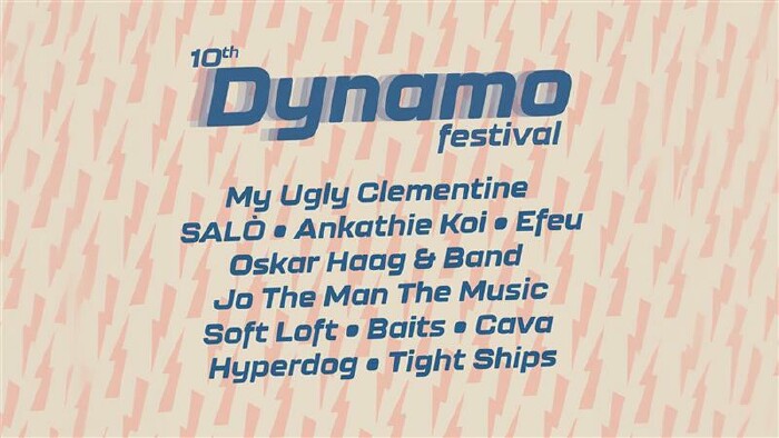 Bewerbungsbild vom 10th Dynamo Festival mit Text Ank&uuml;ndigung Bands wie My Ugly Clementine, SALO, Ankathie Koi, Efeu, Oskar Haag & Band, Jo The Man The Music...