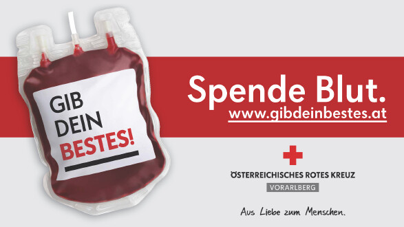 Headerbild mit Blutbeutel und Text Spende Blut