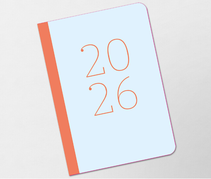 AK Kalender 2026 Hellblau mit Roter Schrift