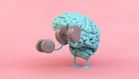 Grafik mit Gehirn das Gewichter stemmt © MclittleStock, Adobe Stock