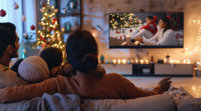 Familie schaut Weihnachtsfilm