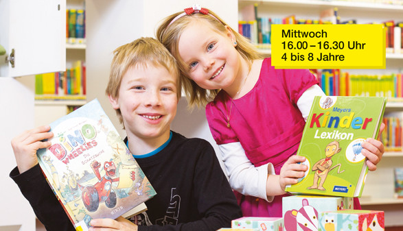 Vorlesen für Kinder © Jürgen Gorbach, AK Zwei Kinder in der Bibliothek © Jürgen Gorbach, AK