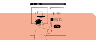 Illustration eines Jugendlichen beim Onlineshopping