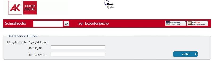 Ciando Login © Screenshot Ciando Login © Screenshot