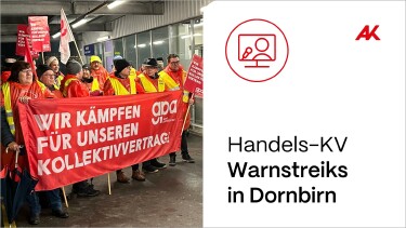 Handels-KV Warnstreik von 32 Mitarbeiter:innen vor dem Metro-Großhandel in Dornbirn