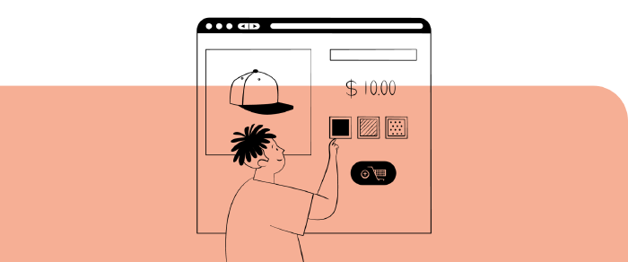 Illustration eines Jugendlichen beim Onlineshopping