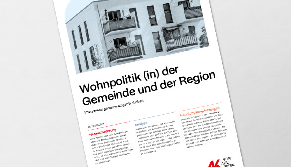 Grafik: Bild einer kleinen neuen WA von au&szlig;en mit Balkonen 