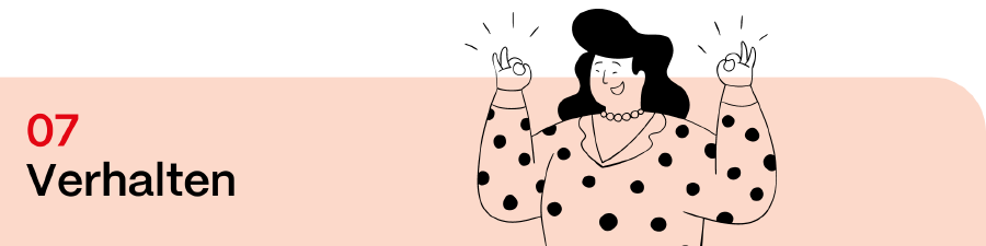 07 Verhalten | Illustration einer Person, die guter Laune ist und mit beiden Händen das OK-Zeichen macht